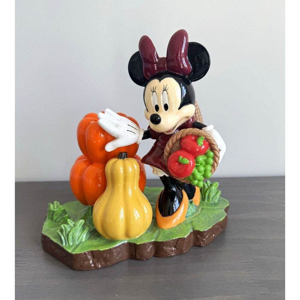 Disney Minnie Mouse Fall Harvest Thanksgiving Pumpkin & Fruits Figurine Decor 9β